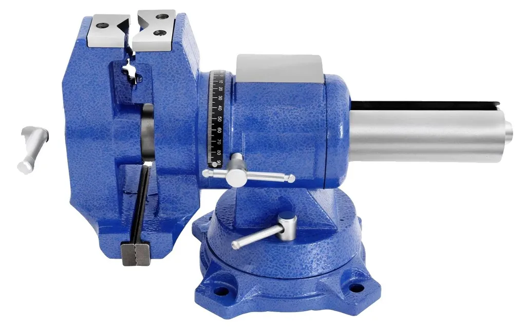 Étau de serrage polyvalent bleu à base rotative pour atelier et garage