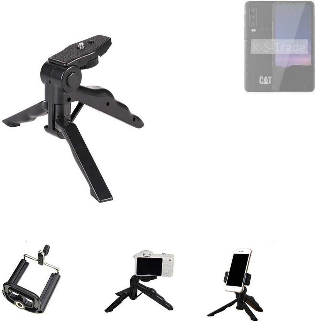 K-S-Trade Stativ Tisch-Ständer Dreibein Handy-Stativ Ständer kompatibel mit Caterpillar Cat S75 Mini-Stativ Smartphone Tripod Handy-Stativ aus