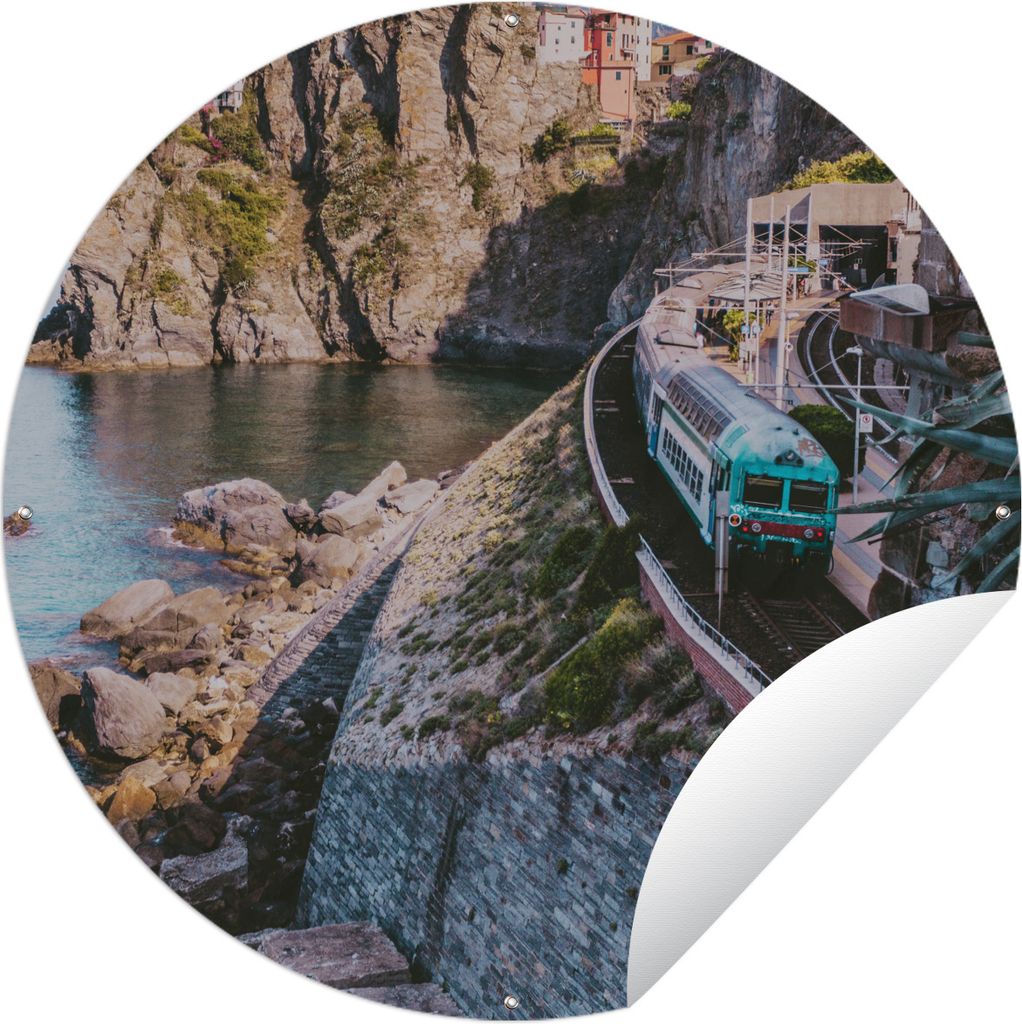 MuchoWow Gartenposter Outdoor-Poster Rund Italien - Zug - Meer Ø 120 cm Gartendeko Rundes Poster draußen