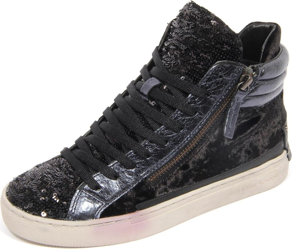 G4252 sneaker bimba CRIME black/dark grey metallic velvet paillettes shoe kid