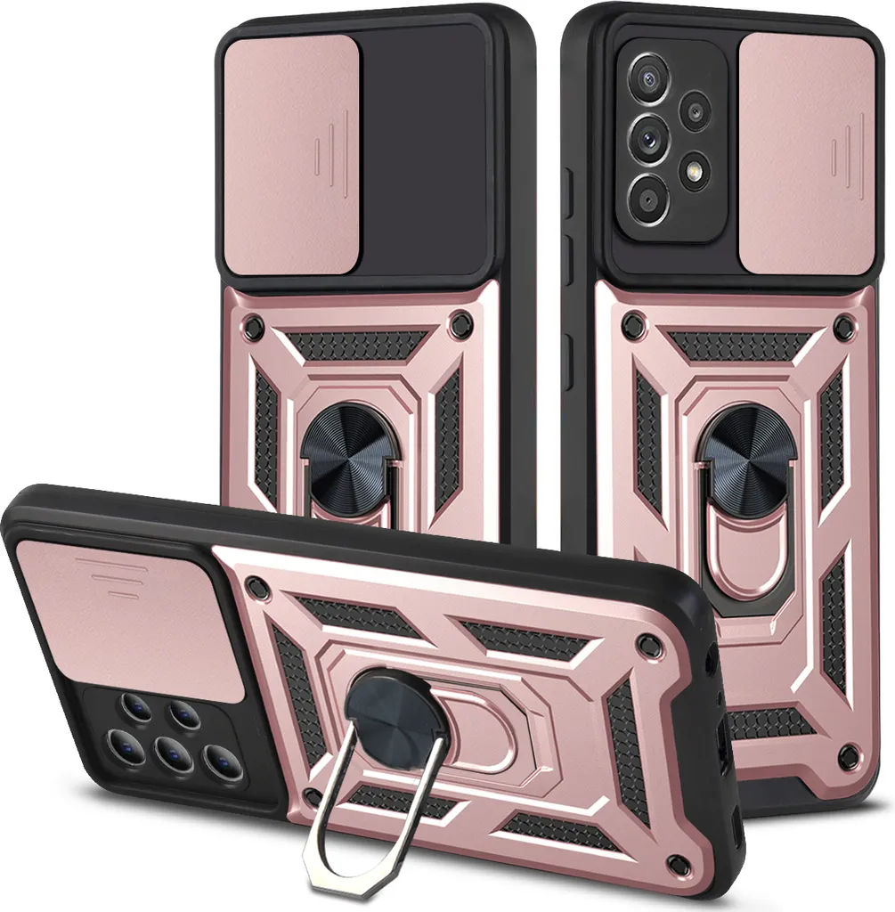 Cover Samsung A72 Rosa Silicone con Supporto Magnetico e Ring Holder