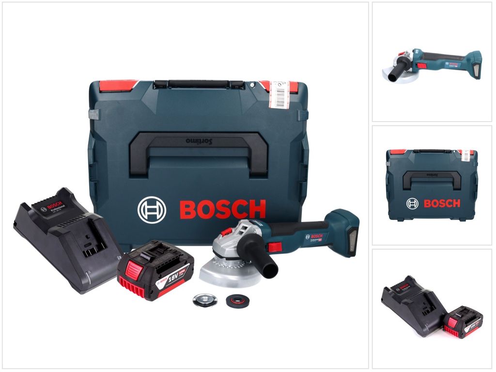 Bosch GWS 18V-10 Professional Akku Winkelschleifer 18 V 125 mm Brushless + 1x Akku 4,0 Ah + Ladegerät + L-Boxx