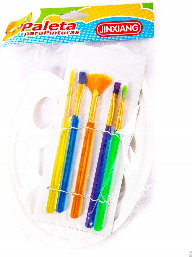 Mischpalette mit 5 Pinsel Set - Künstlerbedarf für Acryl & Wasserfarben - Ideal für Anfänger