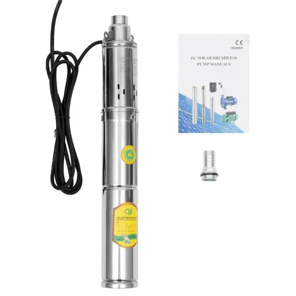 Pompe solaire pour irrigation et puits, modèle submersible 24V 370W inox