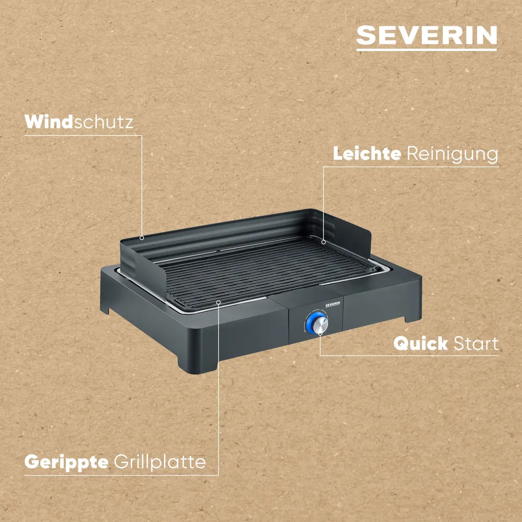 Grill Électrique de Table Severin PG8567 Barbecue Portable Intérieur - 15