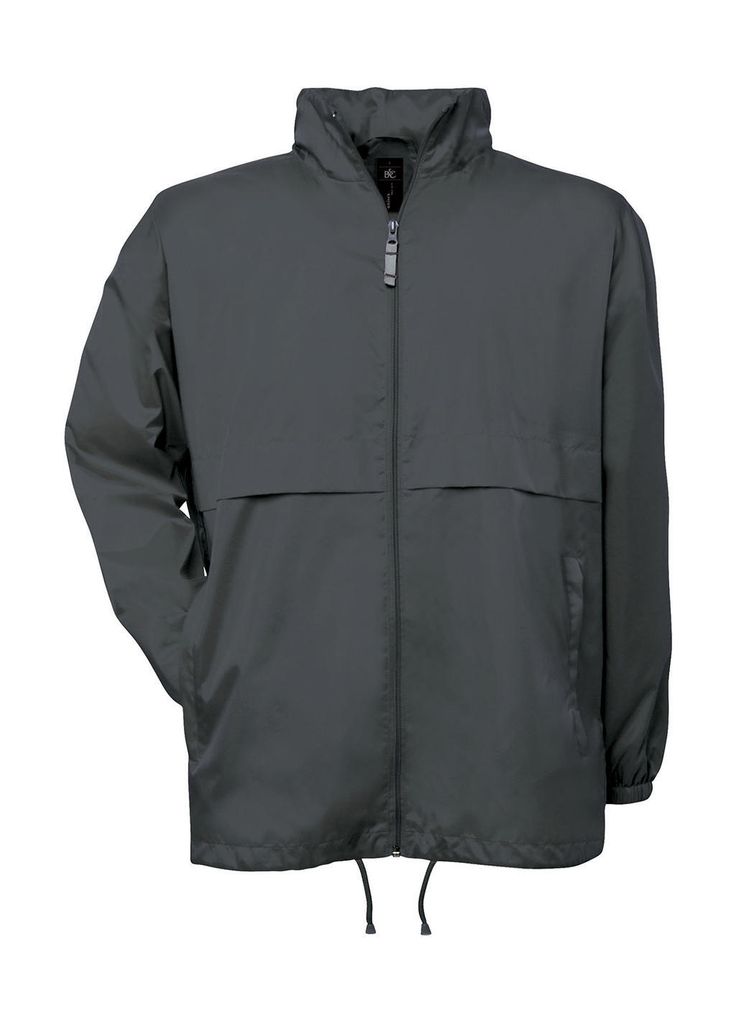 B&C Herren Windbreaker Jacke Winddicht Stehkragen Übergangsjacke Regen, Größe:2XL, Farbe:Dark Grau