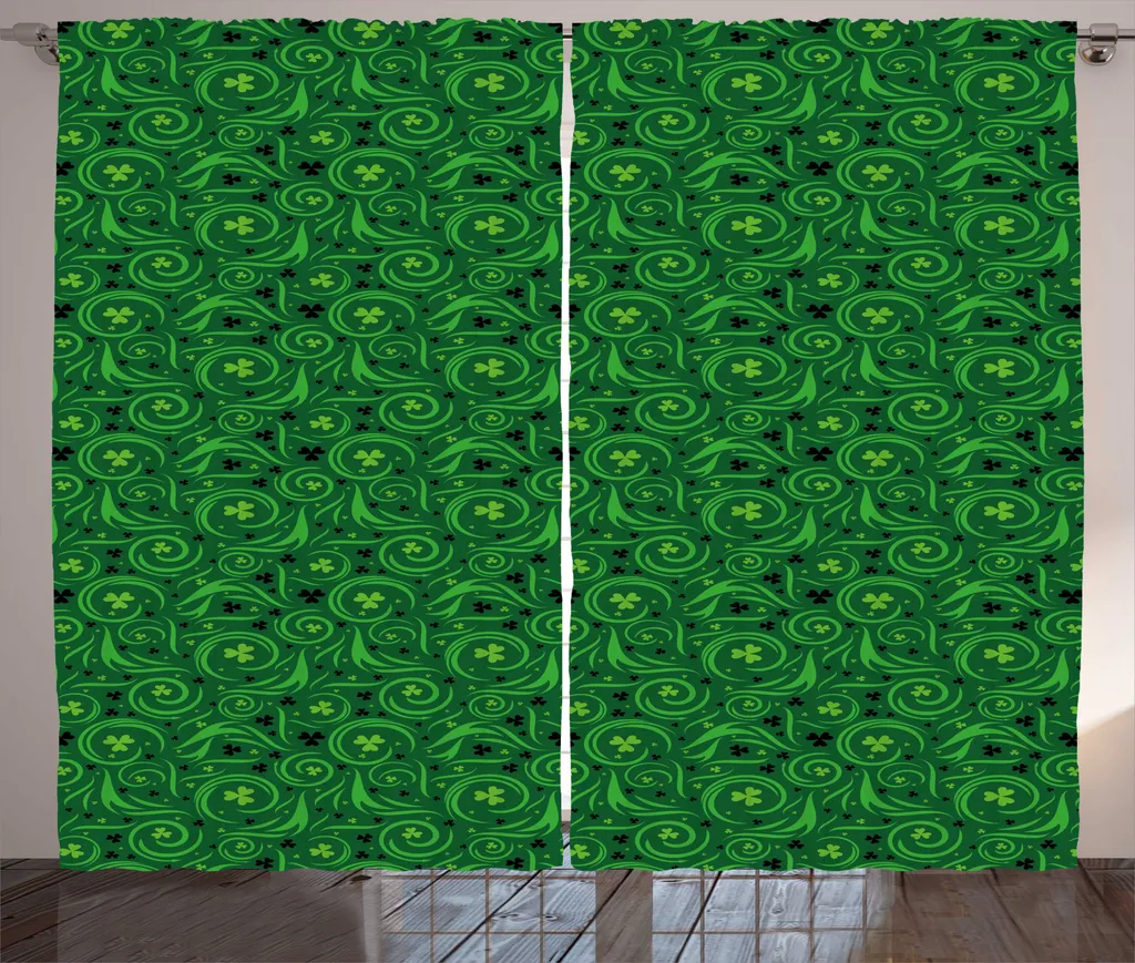 Rideau Rustique Irish Swirl Vert Émeraude en Tissu Premium 280 x 225 cm