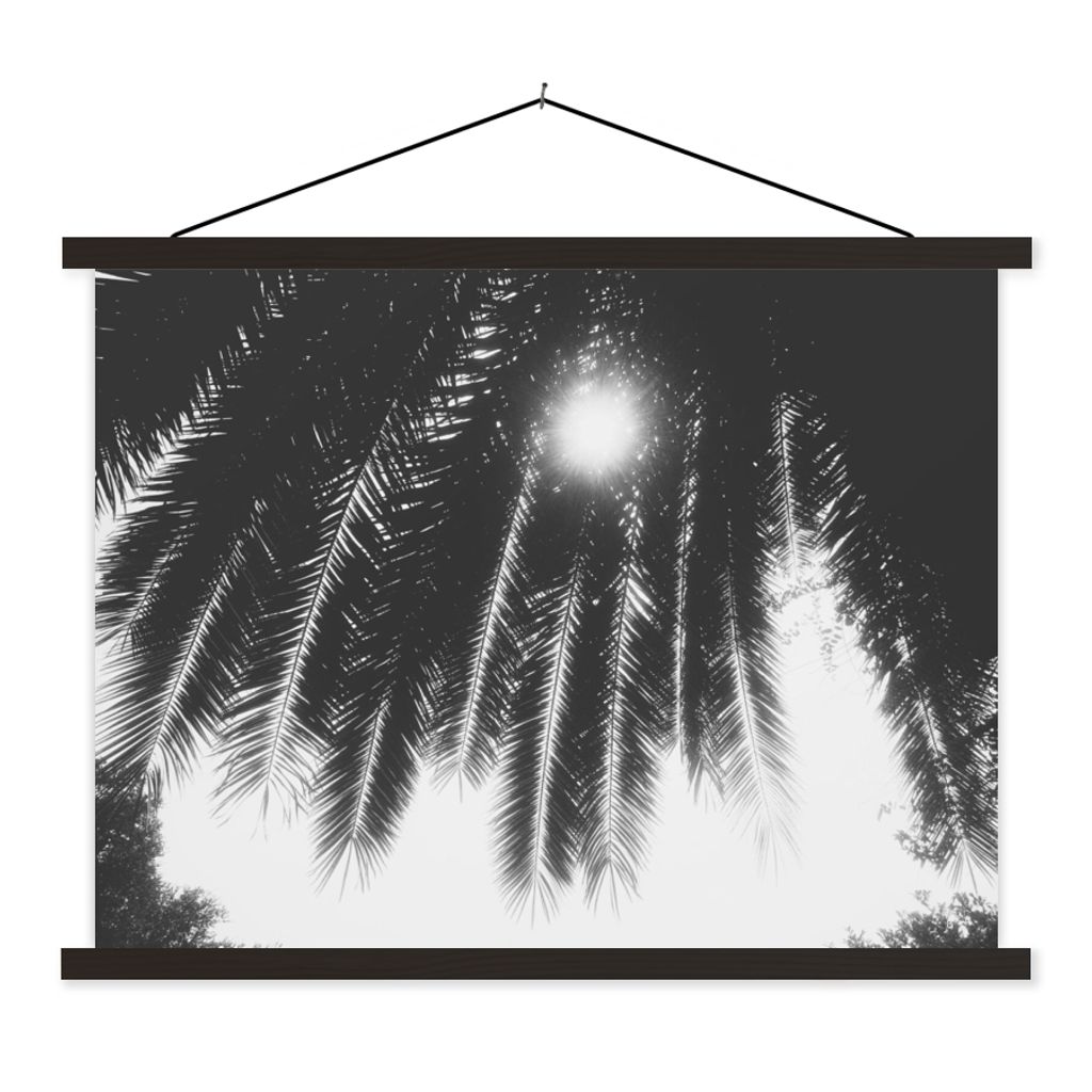 MuchoWow Textilposter Palmenblätter - Tropisch - Sonne - Palme 150x113 cm mit holzfarbenen Rahmen - Poster