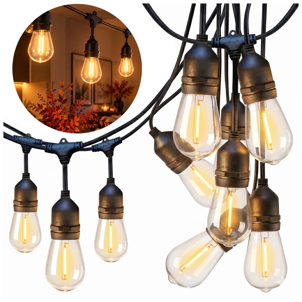 MasterLED LED Lichterkette Außen 15 m 15 x E27 2700 K IP44 Produktbild 
