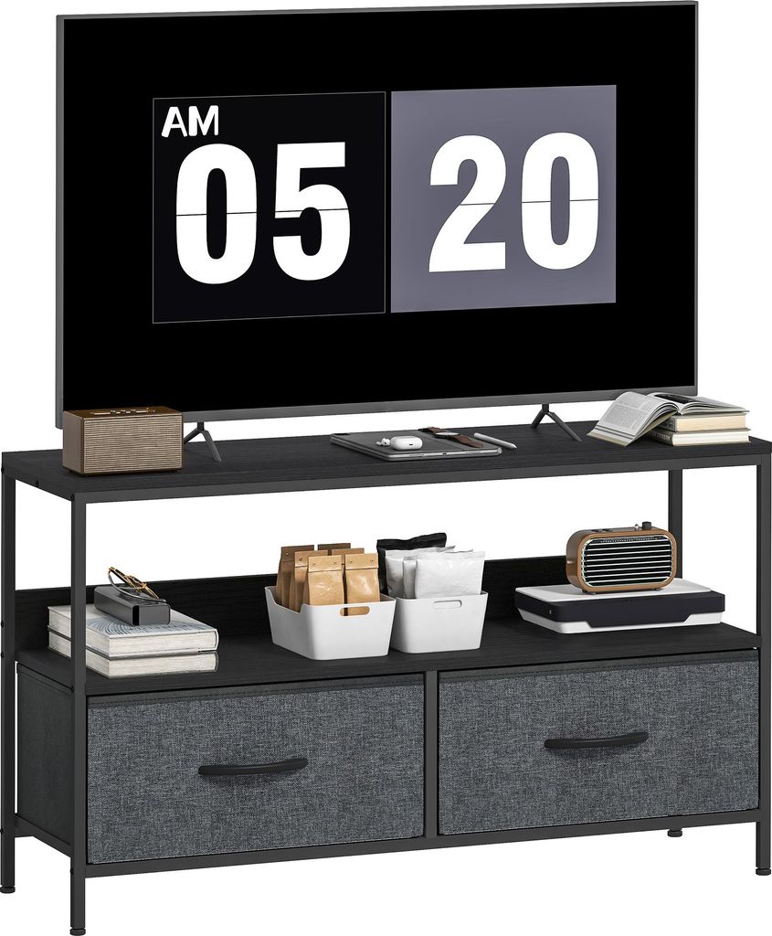HOMCOM TV Schrank Lowboard mit 2 Schubladen, offenem Fach, Produktbild 