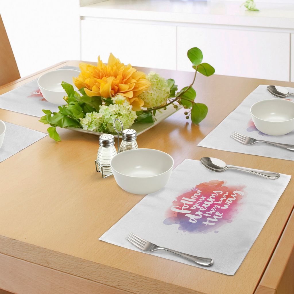 ABAKUHAUS Motivierend Platzmatten, Zitat über Ihren Weg im Leben Finden Modern Letters Watercolor Splash, Tiscjdeco aus Farbfesten Stoff für das ...