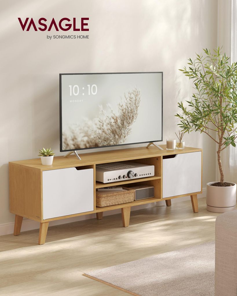 TV stolek VASAGLE, nízká deska, nastavitelná police, pro Obrázek produktu 