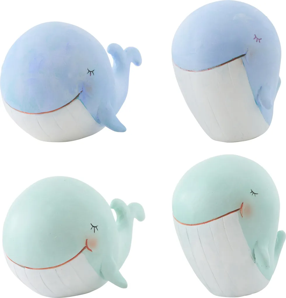 Statue Baleine J-Line Polyrésine Bleu et Vert Clair Assortiment Moyen 4