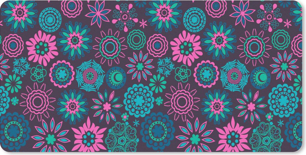 MuchoWow Mauspad Mousepad Neon - Blumen - Muster 60x30 cm - Mousepads - Maus Mat - Pad - Mausunterlage - Nachhaltig