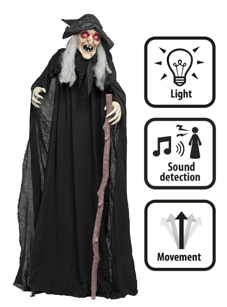 Animierte Gruselhexe Halloween Deko – 183 cm Produktbild 
