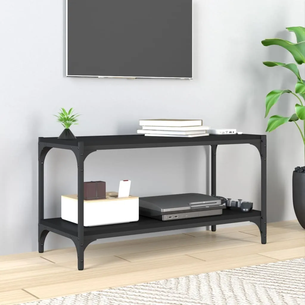 Best Möbel Mobile TV Nero 80cm: Acciaio e Legno New9664596 Cloris