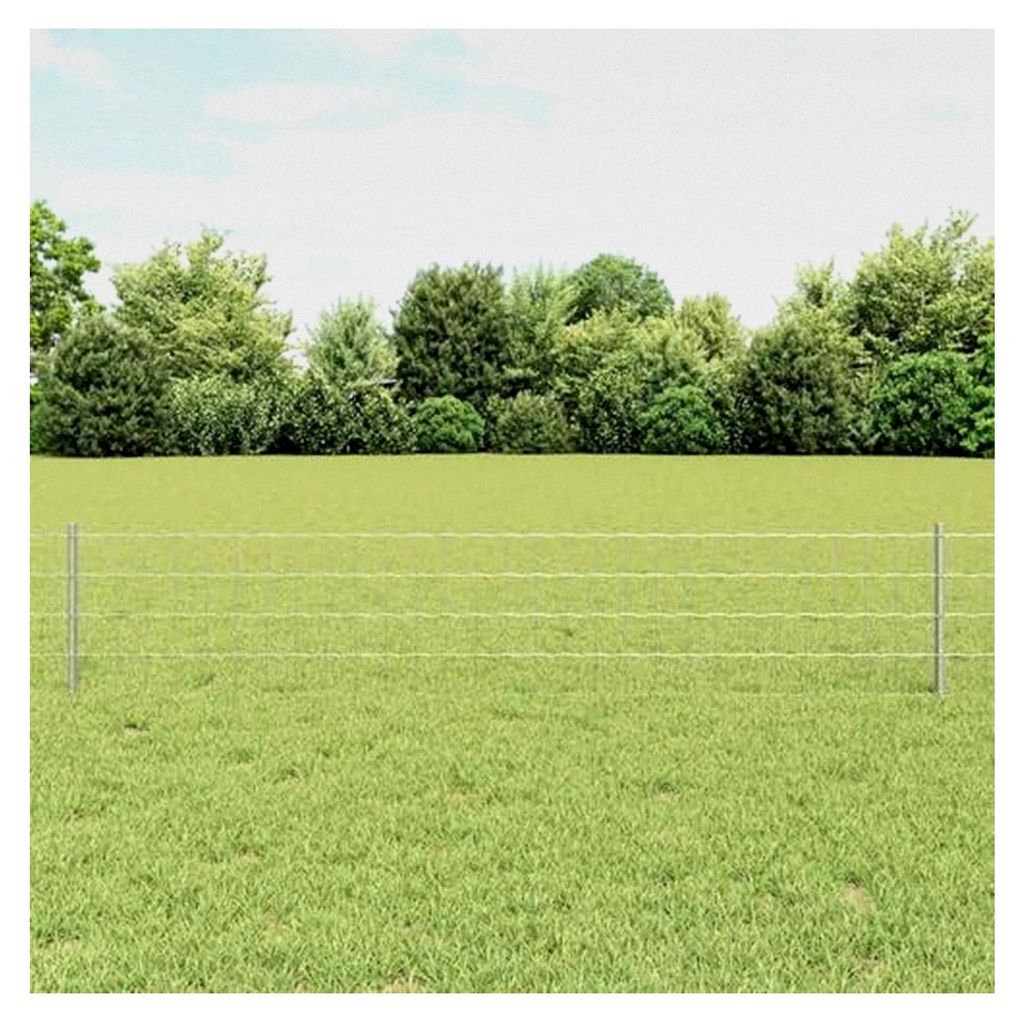 Zaunpaneel-Set für den Außenbereich - Silberstahl, Gartenterrassen-Nachbildung