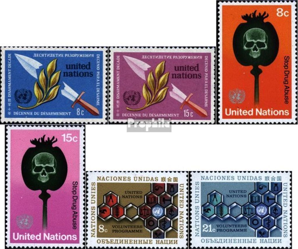 Briefmarken UNO - New York 1973 Mi 254-255,256-257,258-259 (kompl.Ausg.) gestempelt Sondermarken
