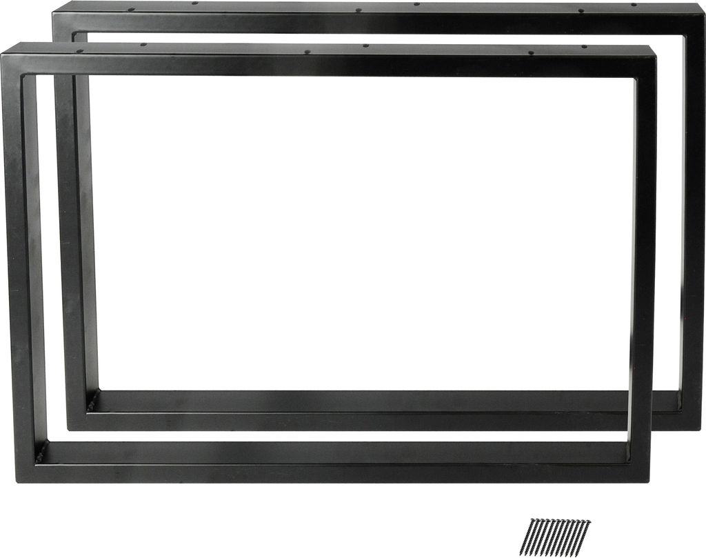 Montixx 2X (1 Paar) Quadrat-Couchtisch & Tischkufen Bank Tischuntergestell B 50cm x H 40cm schwarz Eisen Pulverbeschichtet