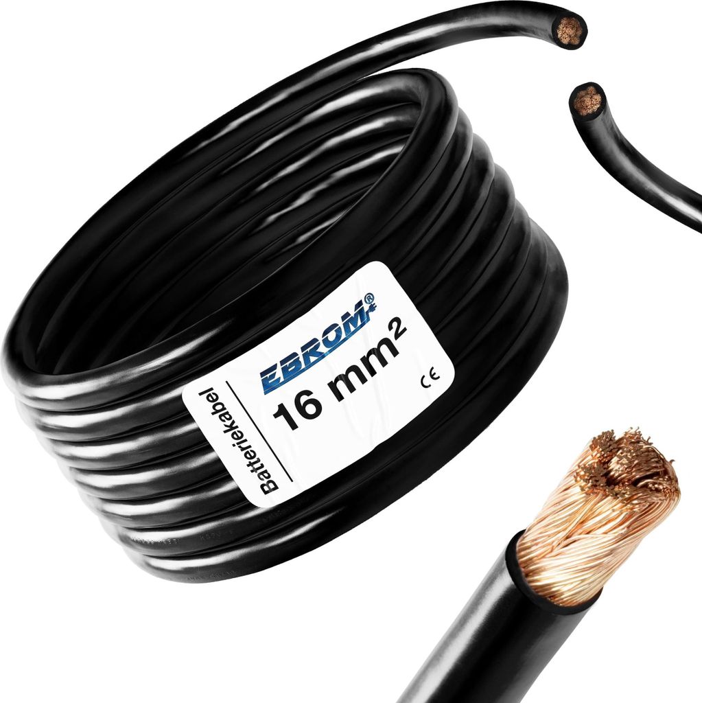 2 Meter Batteriekabel SCHWARZ H07V-K 16 mm² - Batterie Produktbild 