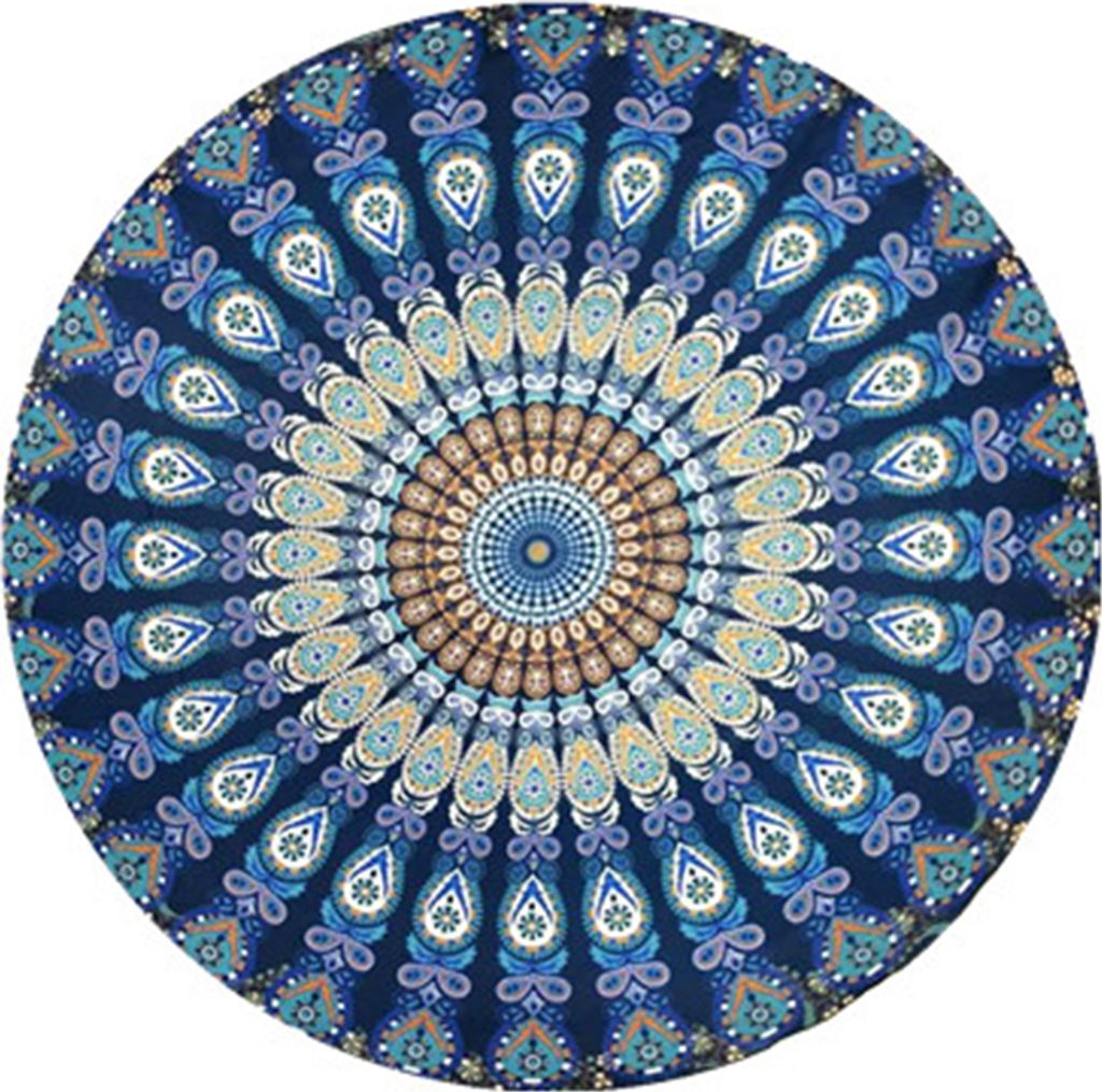 Vintage Round Chiffon Anti-Sunlight SHAWL Beach Handtuch Outdoor Yoga Picknick Matte-2#