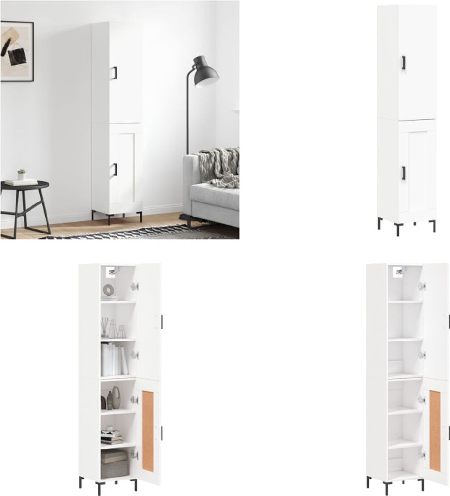 vidaXL Highboard Weiß 34,5x34x180 cm Holzwerkstoff - Highboard - Highboards - Sideboard - Schrank