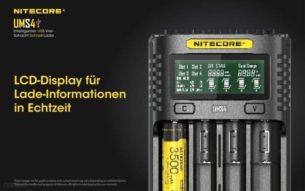Nitecore V2 Pro Caricatore Auto Con USB - Carica Batterie AA E Dispositivi, Led E Nero