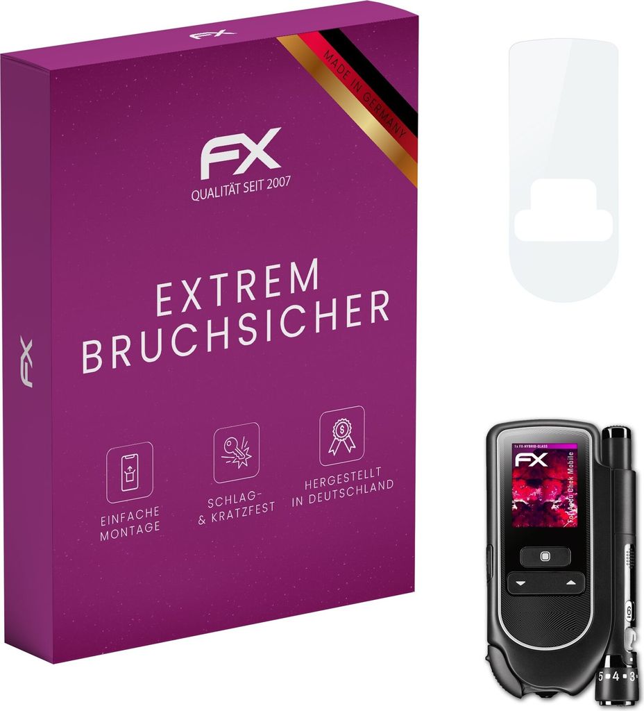 atFoliX FX-Hybrid-Glass Displayfolie kompatibel mit Accu Chek Mobile Glasfolie
