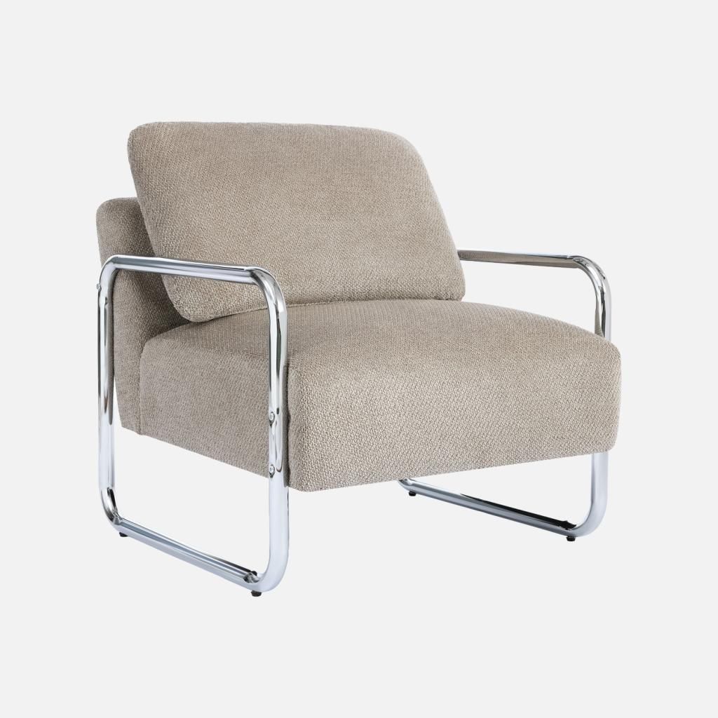 sweeek - Vintage-Sessel mit verchromtem Gestell und Produktbild 