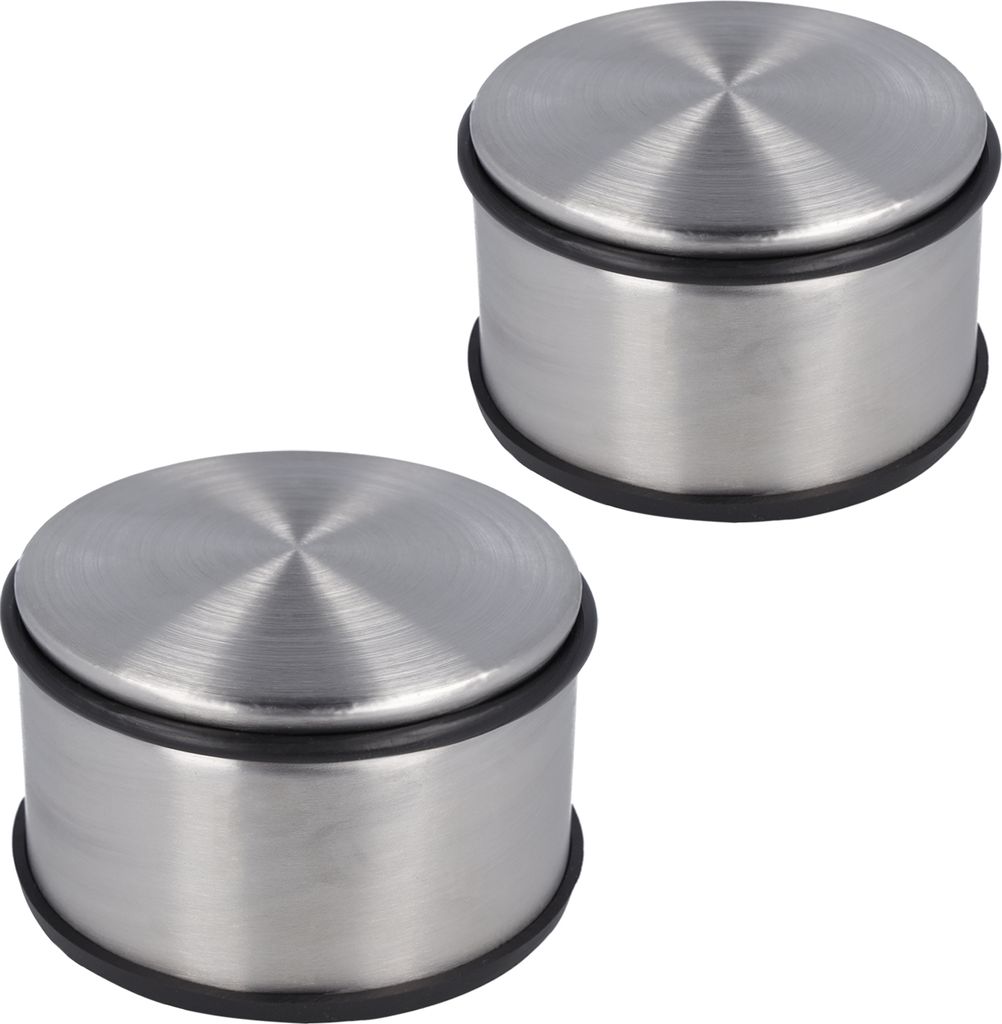 Westcott Türstopper aus Edelstahl (2er-Set) | 2 x Runder Türstopper mit 1,8kg Eigengewicht | Türschonender Gummiring | Extra rutschfeste Unterse...