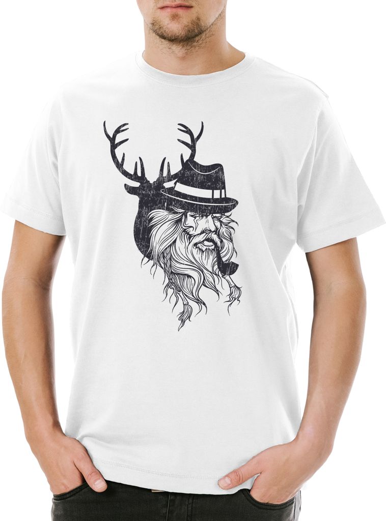 Urban Backwoods Odin Hipster Deer, Herren T-Shirt, Farbe: Weiß, Größe: XS