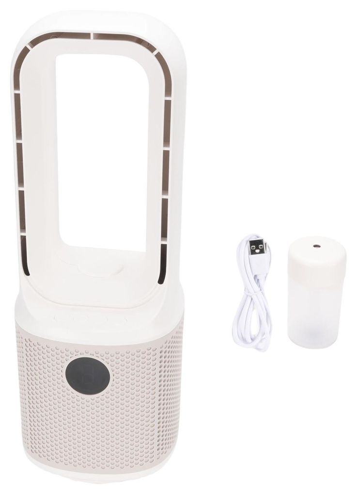 Bladeless Desk Fan with Humidifier 9 Speeds Quiet Misting Oscillating Small Cooling Turbo Fan with Night Light Timer for Home Office
