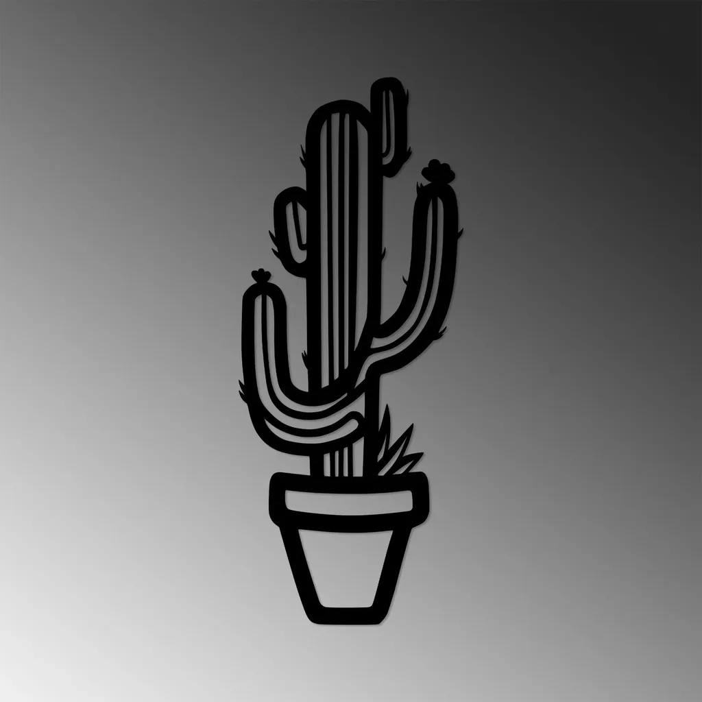Wallity Cactus SKL2510 Nero - Decorazione Parete Metallo 29x70 cm - 4