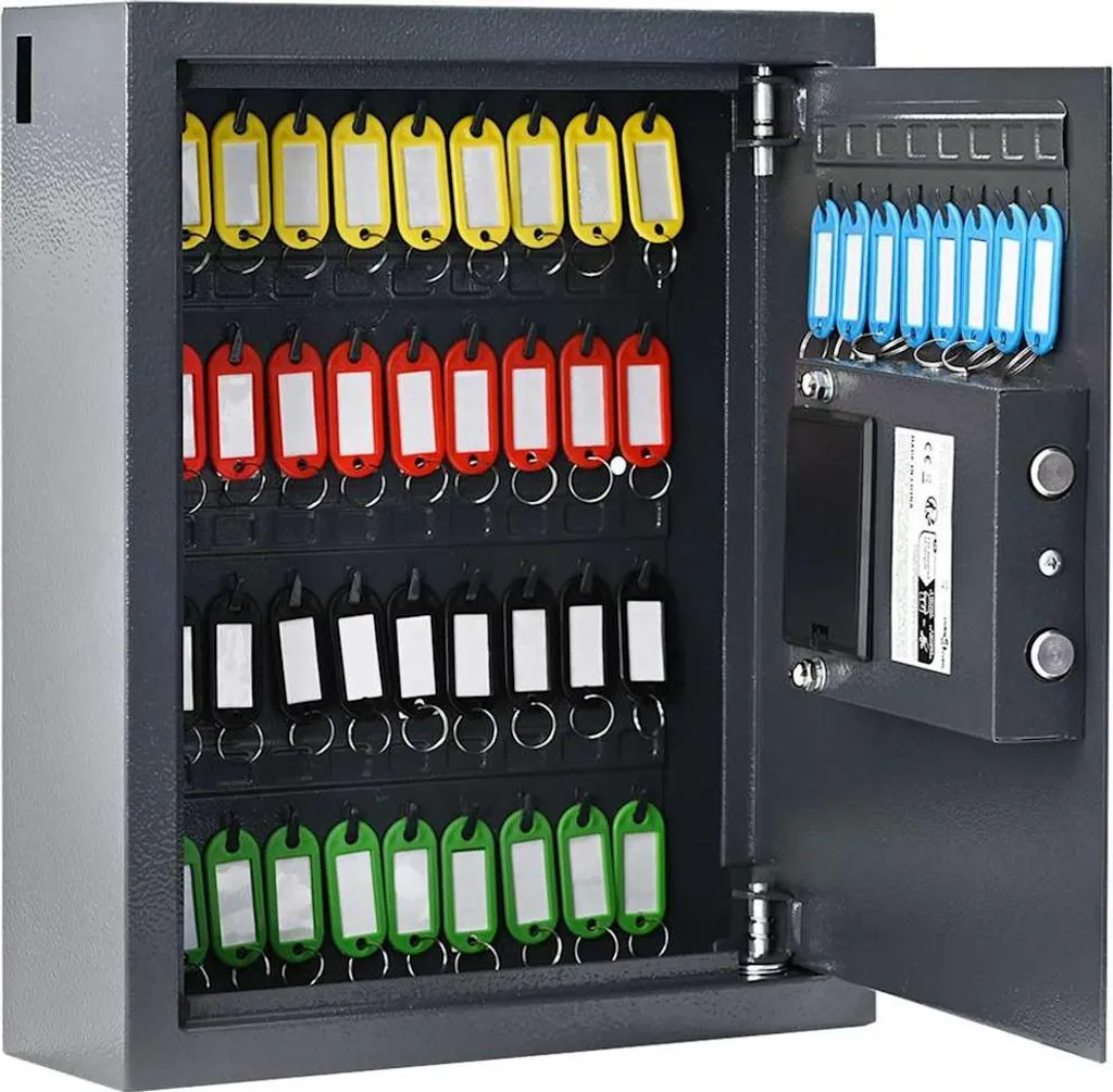 Coffre-fort électronique en acier gris compact pour documents