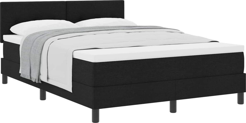 vidaXL Boxspringbett mit Kopfteil Schwarz 140 x 190 cm Stoff