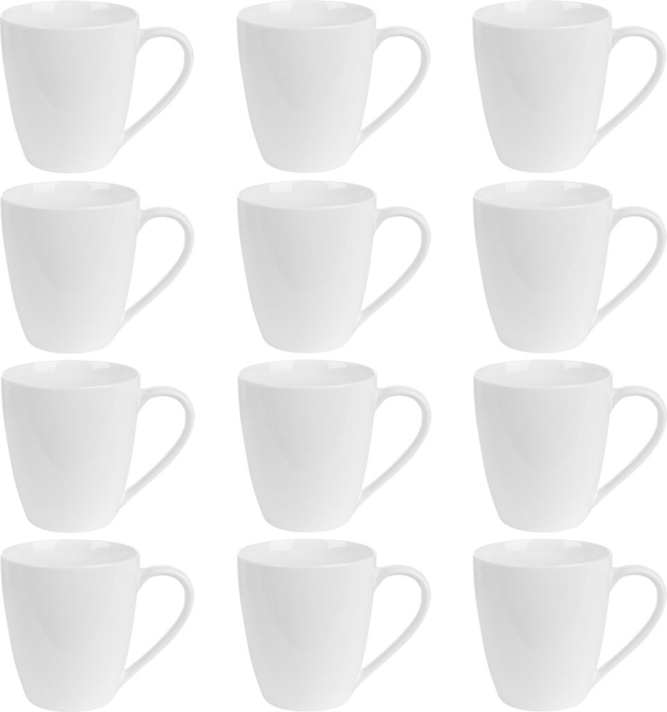 Kaffeetassen - Weiß - Bone China - 360 ml - 12er Set