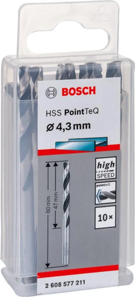 Stock 10 Punte Elicoidali Bosch HSS PointTeQ DIN 338 per Ferro