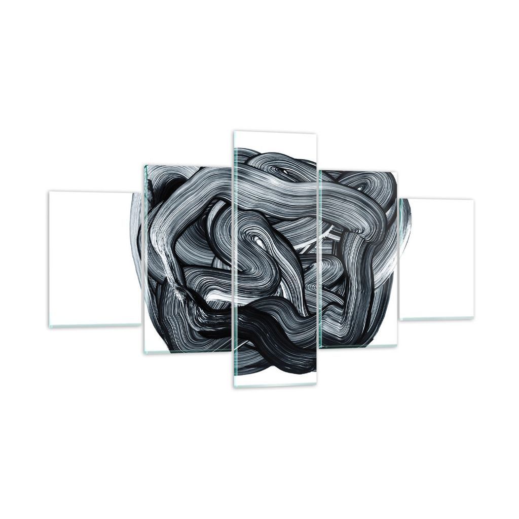Bilder auf glas - 5 Teile - Abstraktion schwarz verschwommen - 125x70cm - Glasbilder - Wandbilder - Bilder - Wanddekoration aus Glas - Glas Bilder ...