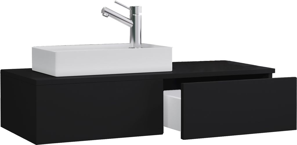 Gudas Badmöbel-Sets 1 Schublade Schwarz. Produktbild 
