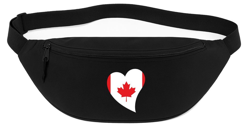 Huuraa Bauchtasche Kanada Flagge Herz 2,5 Liter Black Polyester Crossbody Bag Geschenkidee