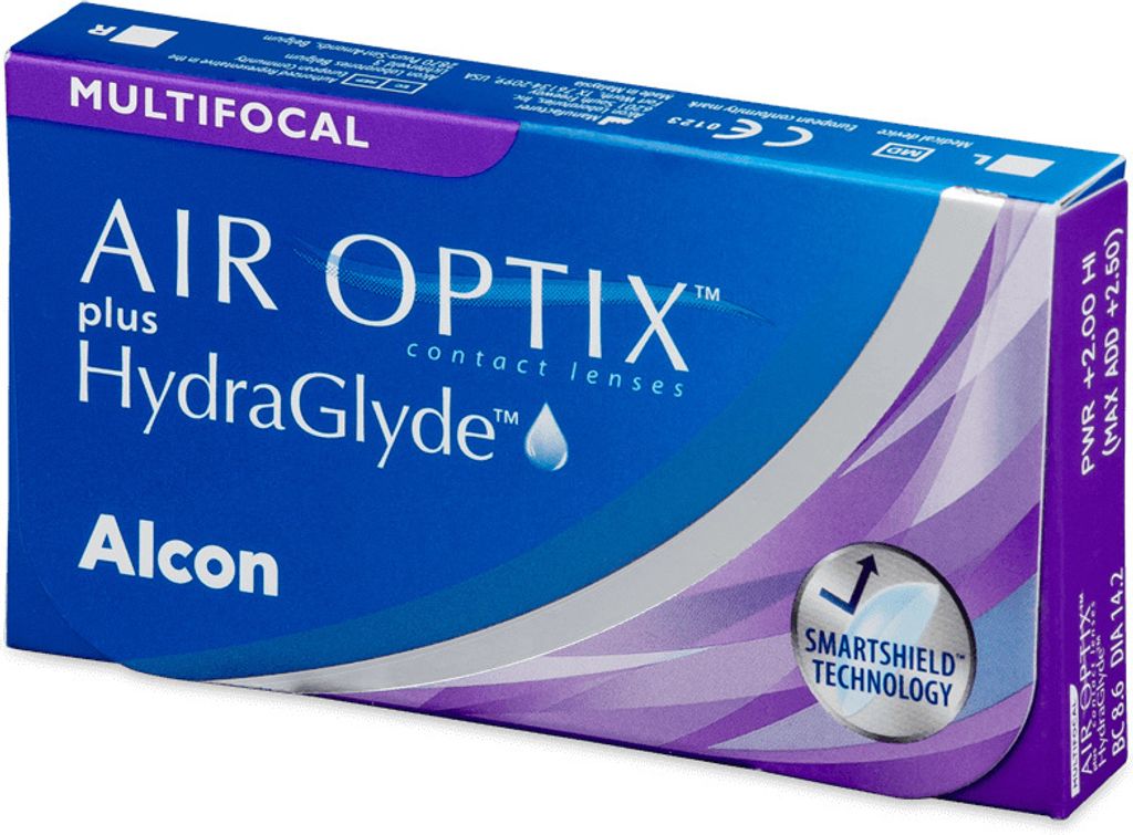 AIR OPTIX plus HydraGlyde Multifocal - 3 monthly lenses - Sph: -9.25, Add: +2.50 hi, BC: 8.6, D: 14.2