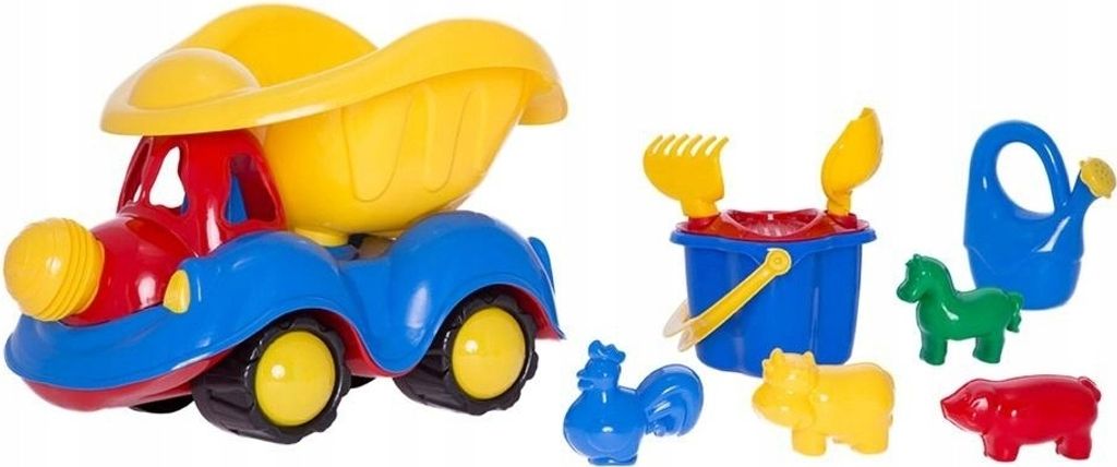 Samochód pajacyk z kompletem mini koniczynka 9el