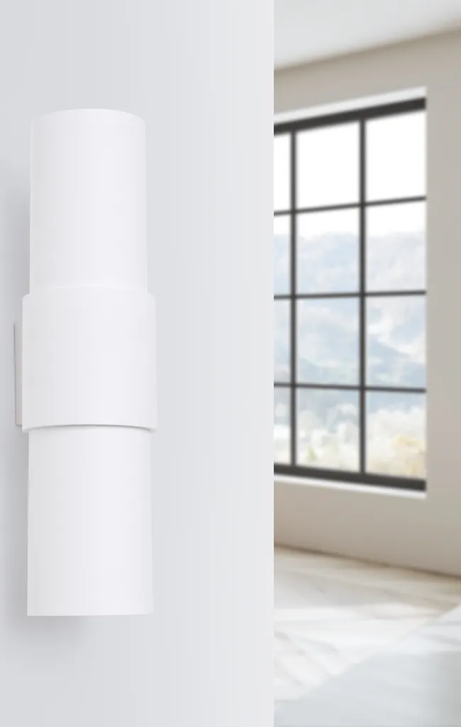 Luminaire intérieur FLASH 2 double éclairage E27 acier blanc 37cm