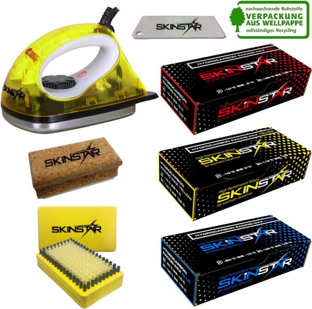 SKINSTAR Starter Ski Wachs Set, Wachsbügeleisen Bürste Produktbild 