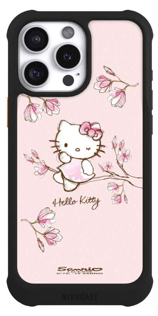 NIVOCASE Hülle für Apple iPhone 16 Pro Max Stoßfeste Handyhülle NIVOmax Case Schwarz Fanartikel Hanami Hello Kitty