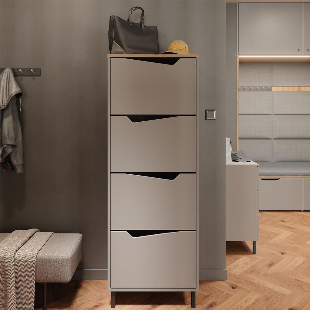 Vicco Schuhkipper Marelle, 60 x 167.4 cm mit 4 Fächern, Greige/Artisan