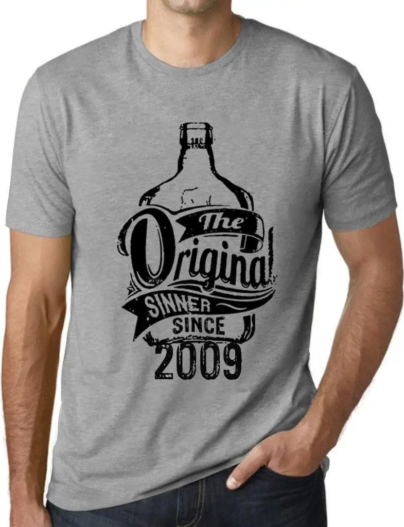 Herren Grafik T-Shirt Der ursprüngliche Sünder seit 2009 – The Original Sinner Since 2009 – Geschenk 15. Geburtstag Jahrestag 15 Jahre Jubil...
