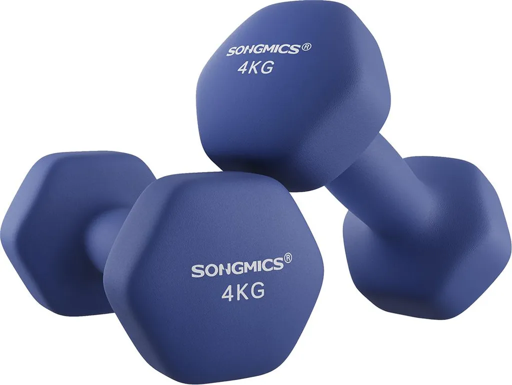 Haltères hexagonaux bleus avec revêtement antidérapant - Lot de 2 unités