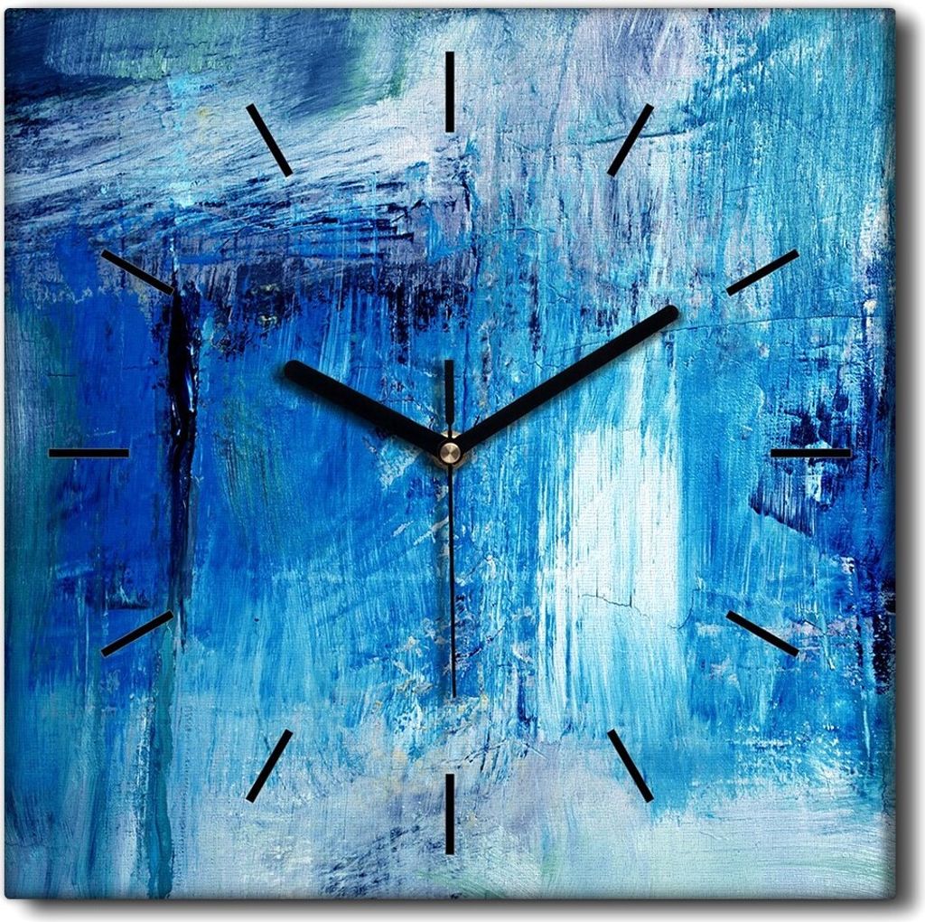 Coloray Uhr auf Leinwand 30x30 cm Wand Uhr Dekoration Wohnzimmer Segeltuch schwarze Hände -Abstraktion Kunstfarbe