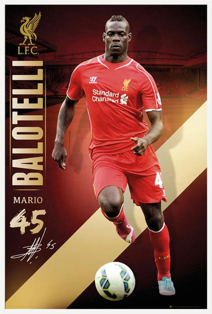Poster Encadré Liverpool Balotelli 14/15 - Cadre Shinsuke Blanc Premium